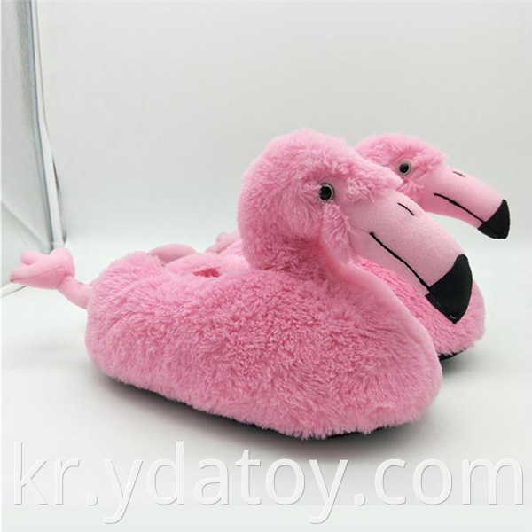 Cute plush pink woodpecker slippers